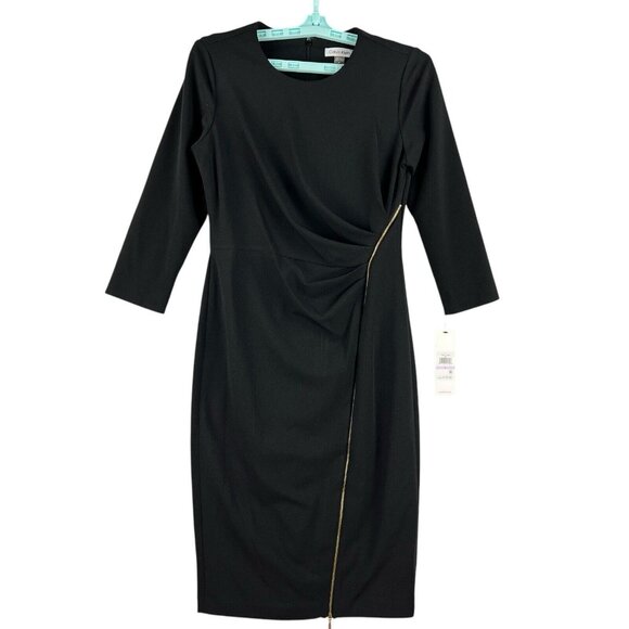 Calvin Klein Women's Split Sleeve Sheath Dress Black Size 6